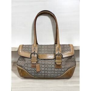 Vintage Coach 7080 Soho Mini Signature Khaki Jacquard Satchel